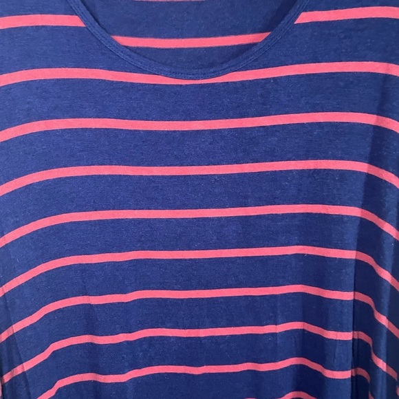 Lularoe Navy and Pink Striped Perfect T-shirt - Picture 2 of 7